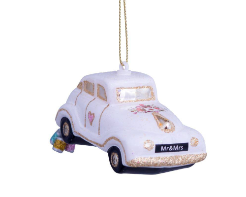 Ялинкова прикраса Vondels | Весільна машина зі скла - 4,5 см