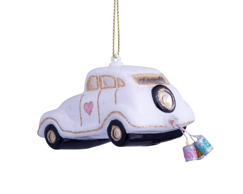 Ялинкова прикраса Vondels | Весільна машина зі скла - 4,5 см