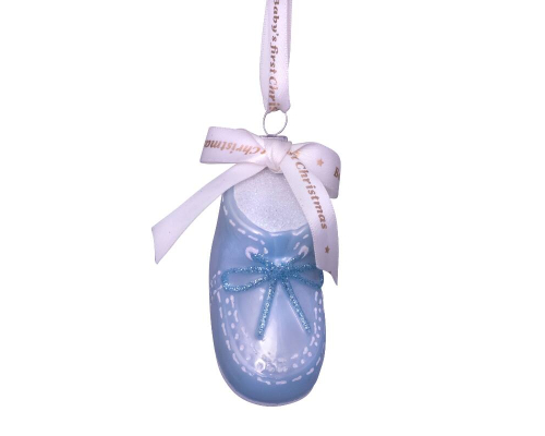 Ялинкова прикраса Vondels | Блакитна декоративна туфелька для першого різдвяного свята малюка - 6 см