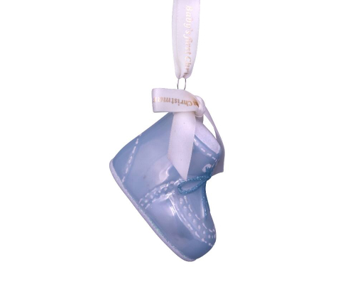 Ялинкова прикраса Vondels | Блакитна декоративна туфелька для першого різдвяного свята малюка - 6 см