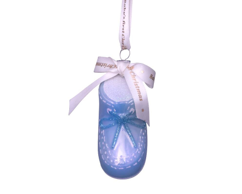 Ялинкова прикраса Vondels | Блакитна декоративна туфелька для першого різдвяного свята малюка - 6 см