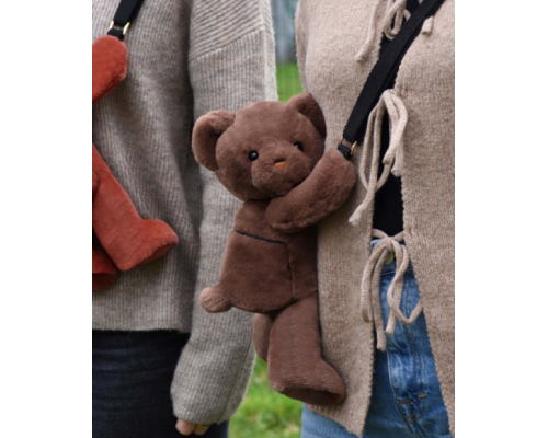 Сумка через плече Doudou | Коричневий плюшевий ведмедик – 30 см