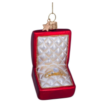 Ялинкова прикраса Vondels | Червона матова коробочка для обручок з діамантом - 9 см