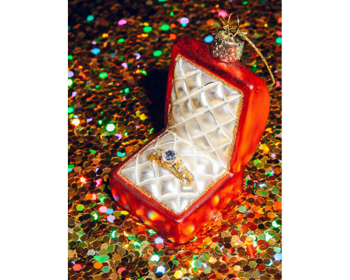 Ялинкова прикраса Vondels | Червона матова коробочка для обручок з діамантом - 9 см