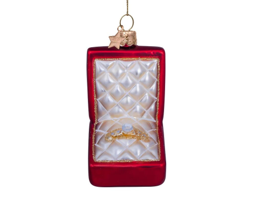 Ялинкова прикраса Vondels | Червона матова коробочка для обручок з діамантом - 9 см