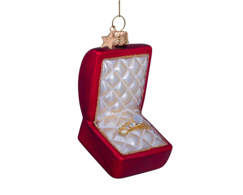 Ялинкова прикраса Vondels | Червона матова коробочка для обручок з діамантом - 9 см