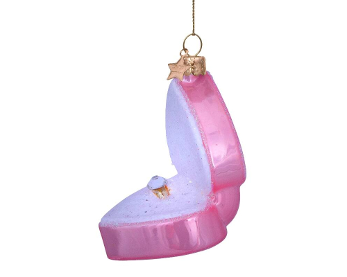 Ялинкова прикраса Vondels | Ніжно-рожева скринька у формі серця з обручкою - 9 см