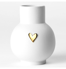Ваза форфоровая Räder | Белая «Золотое сердце» - Ø 10 - H 13 см