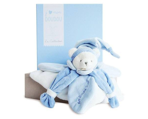 Плоска плюшева іграшка Doudou | "Блакитний колекційний ведмідь" – 24 см
