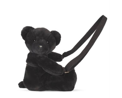 Сумка через плече Doudou | Чорний плюшевий ведмедик – 30 см