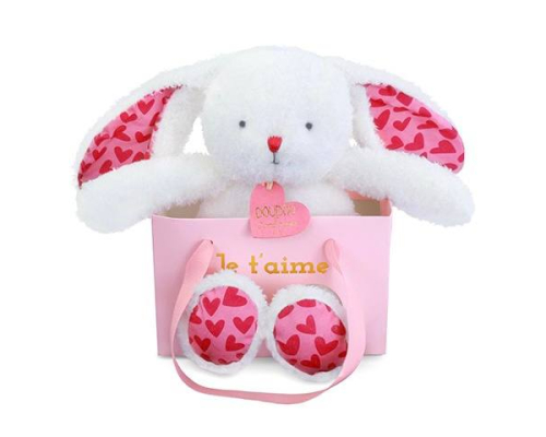 Плюшевая игрушка Doudou | Зайчик "I love you" - в подарочном пакете - 25 см