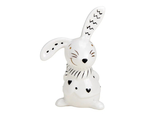 Фігурка G.Wurm | Кролик із сердечками - Кераміка - Білий - 6x10x4 см