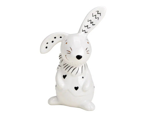 Фігурка G.Wurm | Кролик із сердечками - Кераміка - Білий - 10x16x7 см