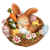 Фігурка G.Wurm | Великодній кролик у кошику - Поліестер - Коричневий - 8x6x8 см