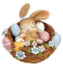 Фігурка G.Wurm | Великодній кролик у кошику - Поліестер - Коричневий - 8x6x8 см