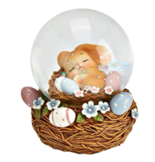 Снігова куля G.Wurm | Великодній кролик у кошику - 7x9x7 см