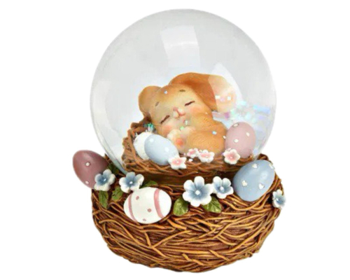 Снігова куля G.Wurm | Великодній кролик у кошику - 7x9x7 см