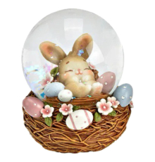 Снігова куля G.Wurm | Великодній кролик у кошику - 7x9x7 см