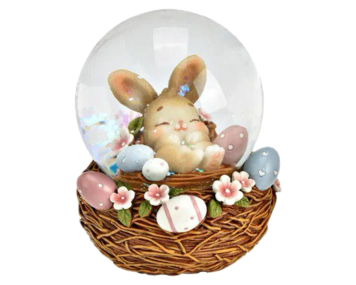 Снігова куля G.Wurm | Великодній кролик у кошику - 7x9x7 см