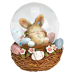 Снігова куля G.Wurm | Великодній кролик у кошику - 7x9x7 см