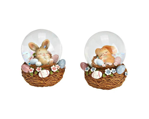 Снігова куля G.Wurm | Великодній кролик у кошику - 7x9x7 см