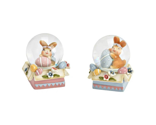 Снігова куля G.Wurm | Великодній кролик - Блакитний - 5x6x5 см