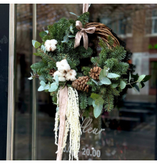 Веночек из нобилиса с амарантом и хлопком