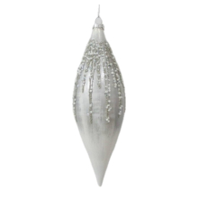 Ялинкова прикраса Cor Mulder | Срібляста бурулька з орнаментом