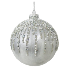Ялинкова прикраса Cor Mulder | Куля срібляста з орнаментом