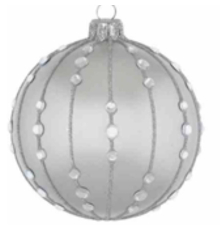 Ялинкова прикраса Kaheku | Куля - Сіра матова з камінчиками - Ø 10 см