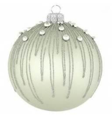 Ёлочное украшение Kaheku | Шар - Серебро с камешками - Ø 10 см