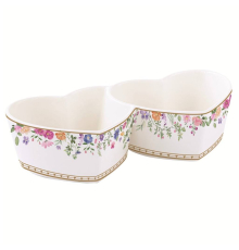 Піднос для закусок на 2 чашки Pozzi Milano | Easy Life - Mon Amour - Фарфор - 20 x 9,5 см