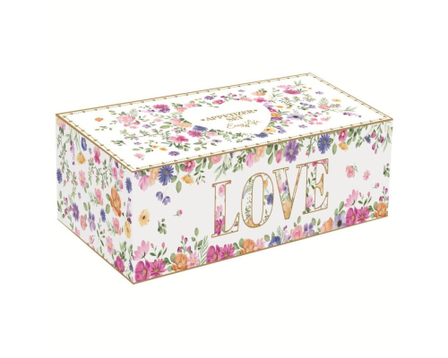 Піднос для закусок на 2 чашки Pozzi Milano | Easy Life - Mon Amour - Фарфор - 20 x 9,5 см