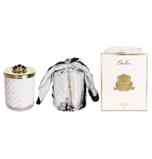 Аромасвеча с шарфом Herringbone Cote Noire | Prosecco / Просекко - Белая/Золото - Корона - 600 г