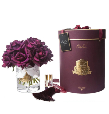 Аромадифузор Cote Noire | Розкішний великий букет - Кармінно-червоний - Прозора ваза - Золото - Бордова коробка
