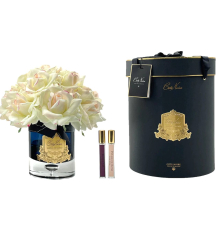 Аромадифузор Cote Noire | Розкішний великий букет троянд - Рожевий плюш - Ваза з темного скла - Золото - Рожева коробка