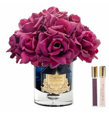 Аромадифузор Cote Noire | Розкішний великий букет троянд - Кармінно-червоний - Ваза з темного скла - Золото - Бордова коробка