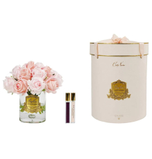 Аромадифузор Cote Noire | Великий букет рожевих бутонів - Ваза з прозорого скла - Золото - Рожева коробка