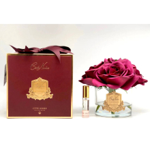 Аромадифузор Cote Noire | Ароматизований букет 5 троянд - Рожево-червоний - Золотий значок - Бордова коробка