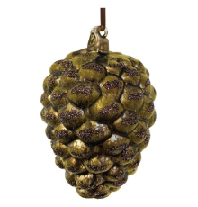 Ялинкова прикраса ShiShi | Шишка коричнева з блискітками - 11,5 см