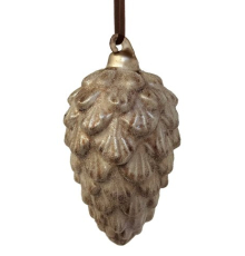 Ялинкова прикраса ShiShi | Шишка коричнево-золота – 8 см