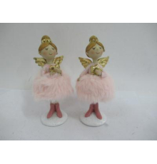 Ангел у рожевій сукні з хутра Cor Mulder | 13,5 см