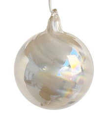 Ялинкова прикраса ShiShi | Куля райдужна біла - 8 см
