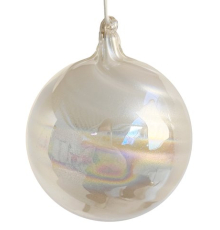 Ялинкова прикраса ShiShi | Куля райдужна біла - 10 см