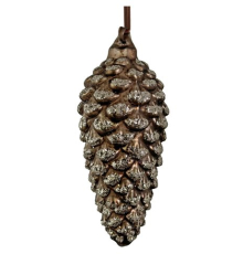 Ялинкова прикраса ShiShi | Шишка коричнева сріблястий блиск - 13 см