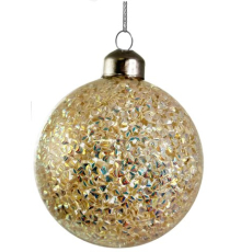 Ялинкова прикраса ShiShi | Скляна куля з райдужними блискітками - 8 см