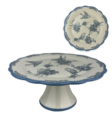 Підставка для торта Goodwill | Пташки з квітами - біло-синя - 21,5 см