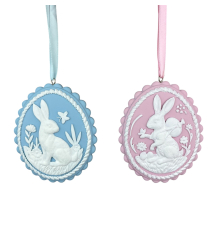 Підвіска великодня Goodwill | Орнамент із кроликом (блакитна і рожева) - 9 см
