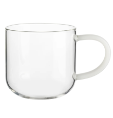 Чашка стеклянная с белой ручкой | Asa Selection Coppa - 400 мл