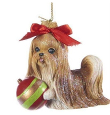Ялинкова прикраса Goodwill | Собачка - Йоркширський тер'єр з новорічною кулькою - 9 см